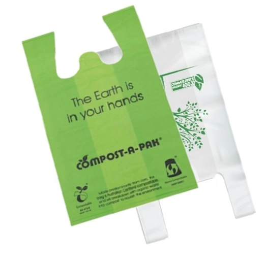 Logo Printed Plastic Carrier Compostable Bag for Grocery Store
