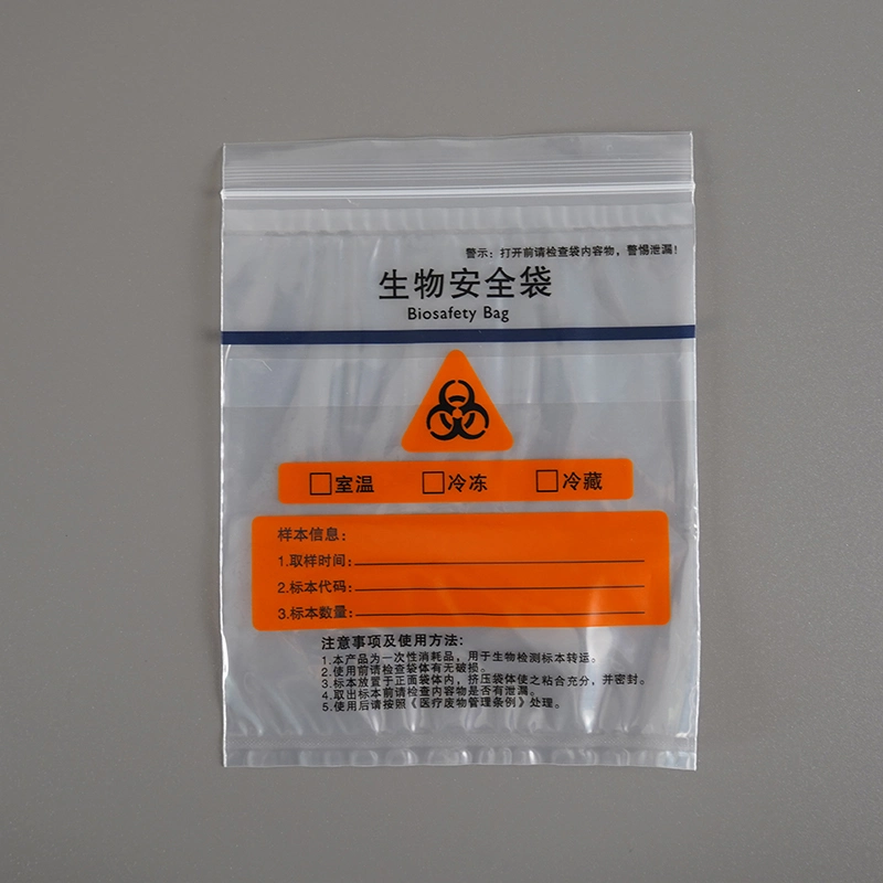 Umweltfreundliche PE Zip Lock Bag Bio Hazard Probe Probe Transporttasche