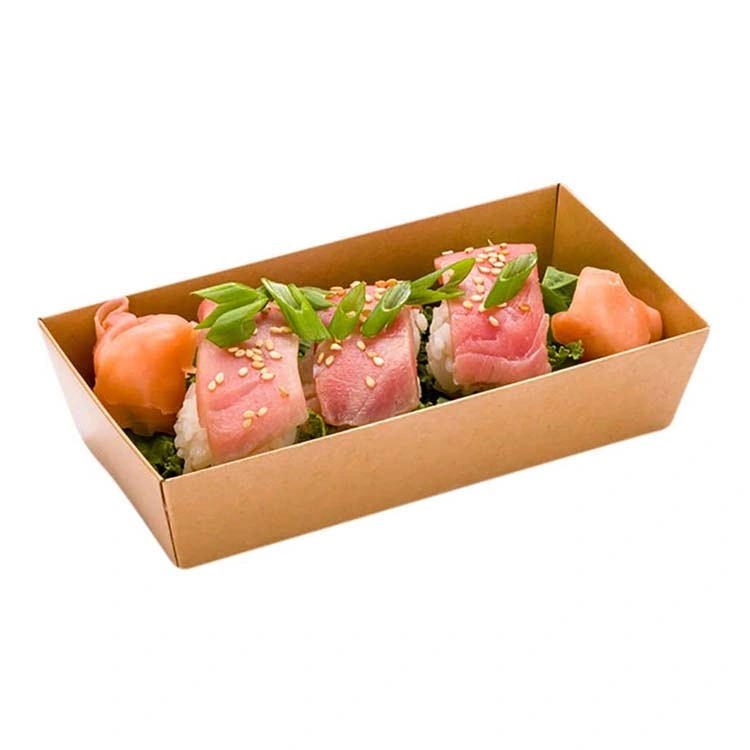 Custom biodegradables desechables de papel grado alimenticio sushi comida para llevar Lunch Box