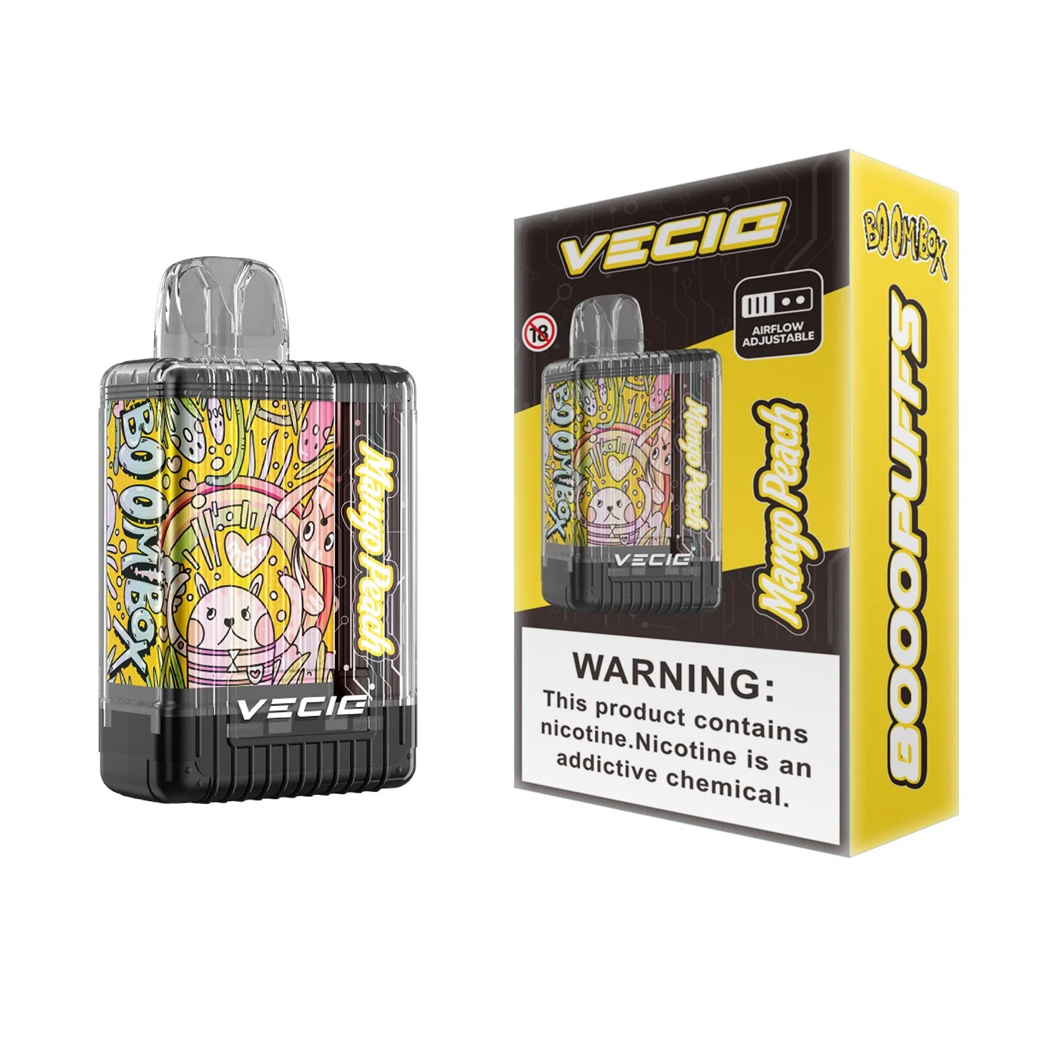 VECIG Factory Precio original Boombox 8000 puffs Caja VAPE desechable Bobina de malla recargable flujo de aire ajustable 5% nicotina Perdida VAPE Orion Bar 7500