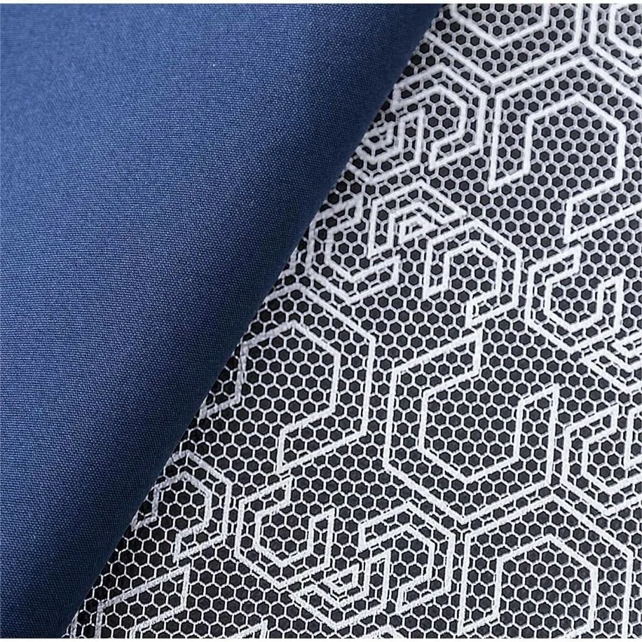 75D 2/2 Twill Polyester Mechanical Stretch Bonded with TPU Printed Pentagon Membrane Fabric