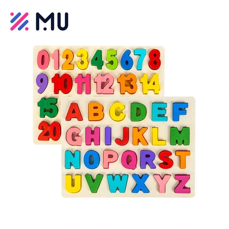 ABC letras número Alphabet Madeira Montessori Educational Toy 3D Jigsaw Puzzle para crianças