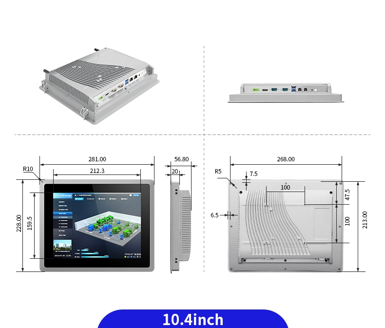 Embedded Panel PC LCD Monitor for Industrial with Vesa Pure Plane Capacitive Resistive Touch Screen