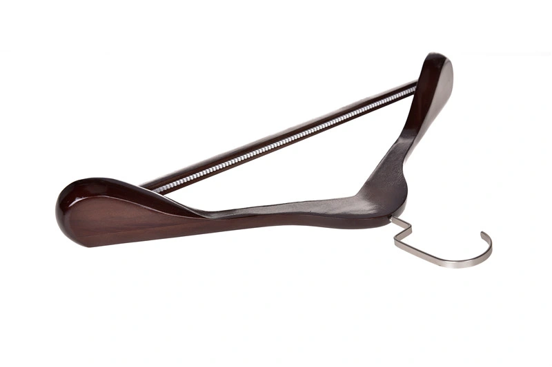 Wider Shoulder Wooden Hanger with Anti-Slip Strip on Bar