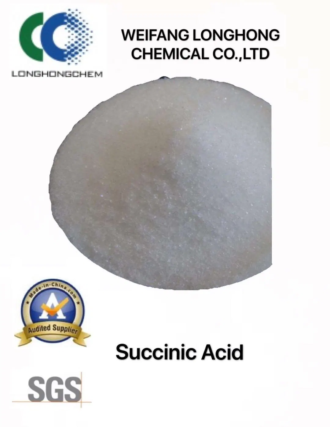Acide succinique pour usage industriel/ Il peut être utilisé pour produire de la vitamine A et de la vitamine B dans l'industrie pharmaceutique/ Grade biologique/ Technologie avancée
