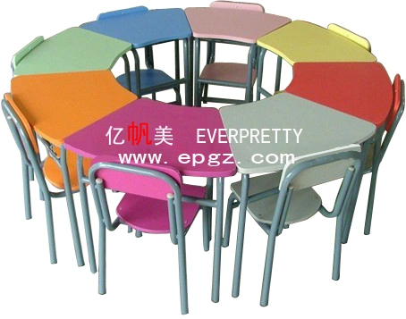 Students School Furniture Wooden Group-Learning Colorful Children Desk and Chair Sets