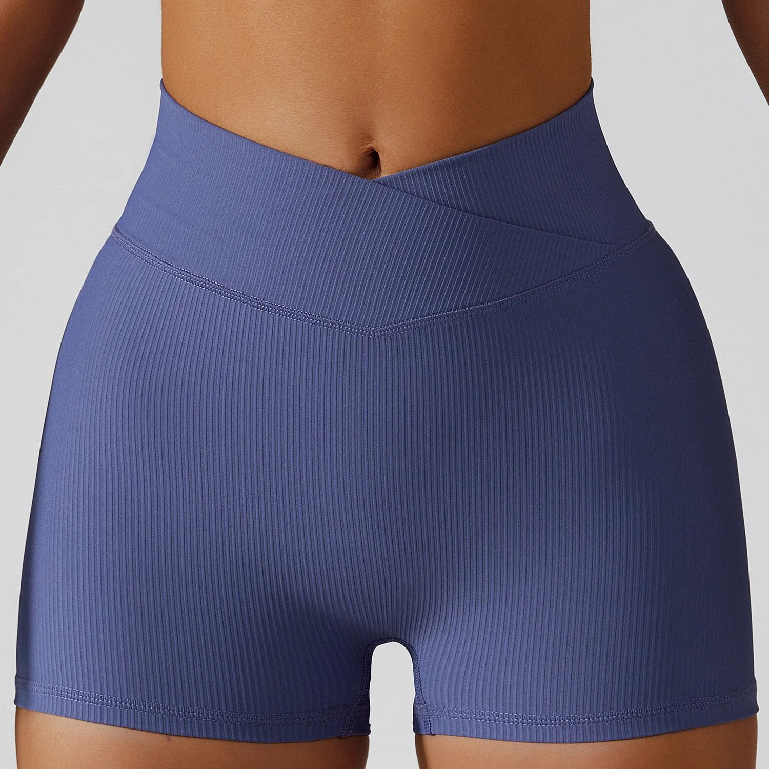 Bdk6397 Women Fine Thread High Waist Running Fitness Yoga Shorts Outside Sports Shorts