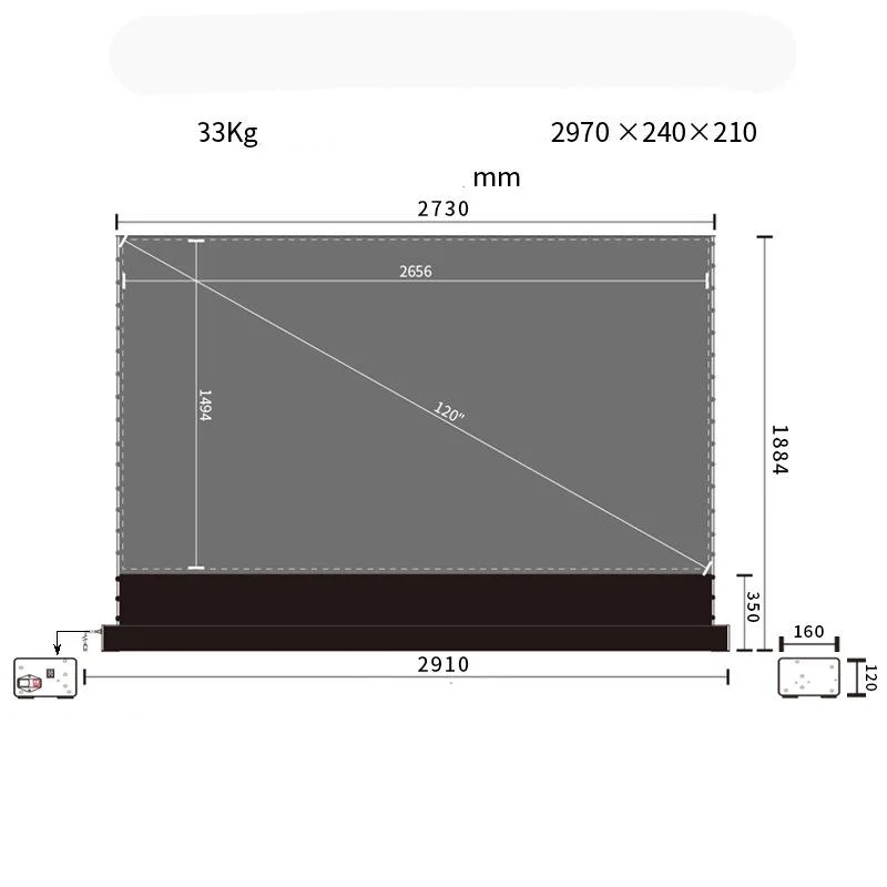 Projecteur anti-lumière électrique à levage au sol Home 4K laser TV électrique Écran de projection