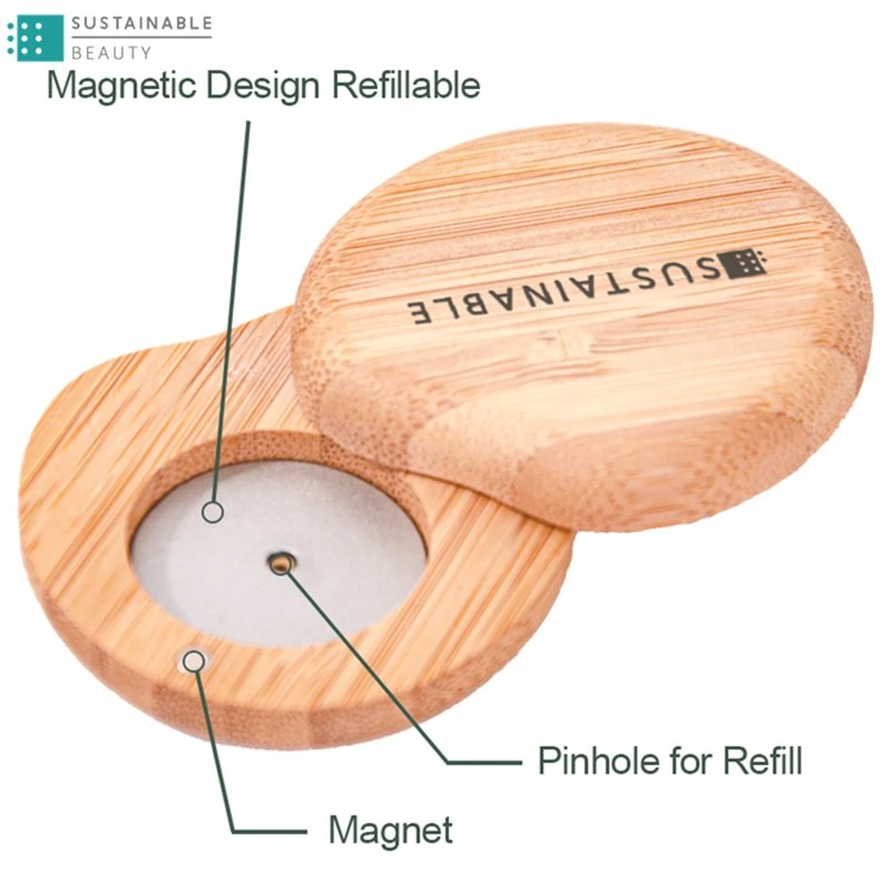 Maquillaje biodegradable magnético personalizado Bamboo carcasa de sombra de ojos vacíos