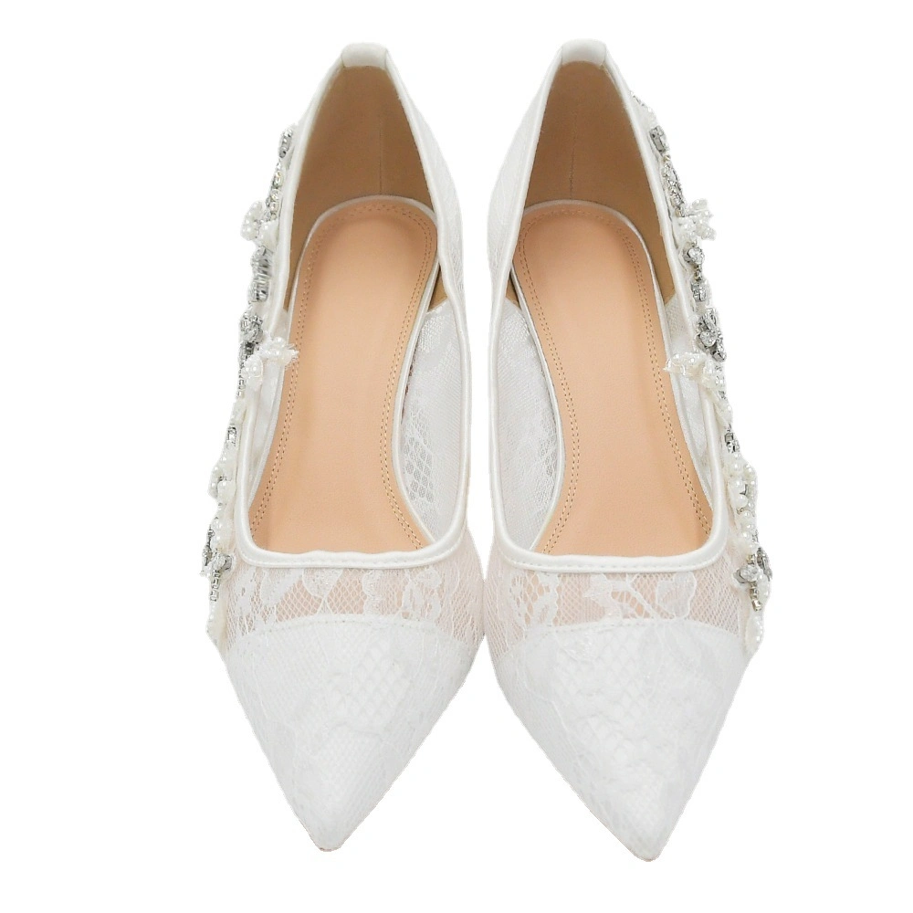 Hws016 White Thin Heel Luxury Diamond Wedding Shoes