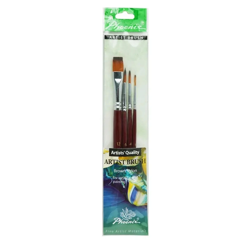 Classic Double Color Nylon Hair Short Wooden Handle Oil Acrylic Painting Artist Brush Set