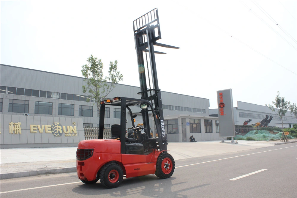 Everun Erdf35 3.5ton CE EPA Warehouse New Farm Construction Mini Small Hydraulic Telescopic Diesel Forklift Equipment Machine Price for Sale