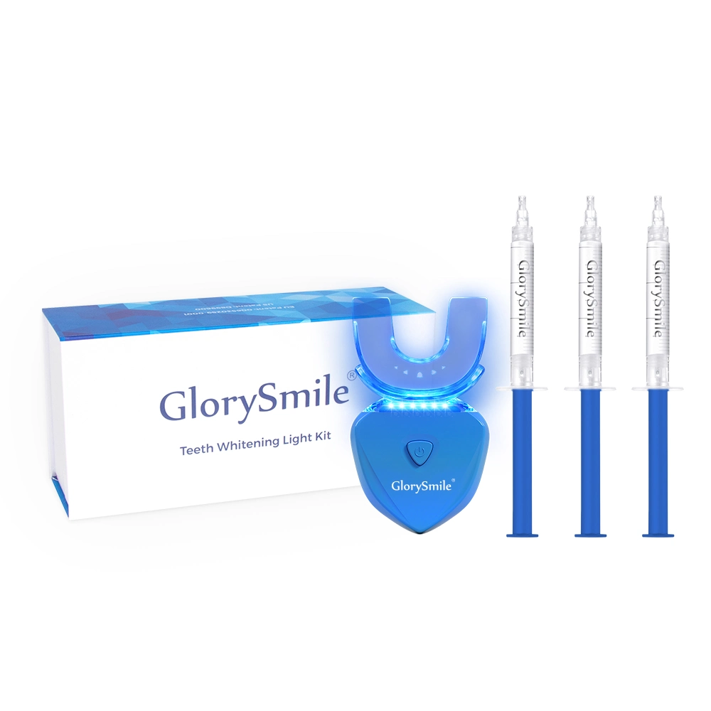 Glorysmile Blue Mini LED Light Home White Device Teeth Whitening Kit System with Carbomer Gel Bleaching