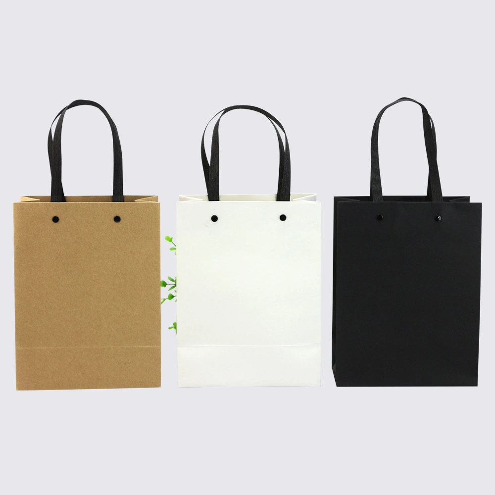 Cuero de vaca clavado bolsa de papel de la bolsa de ropa de color sólido Bolso Bolso de compras de regalos Tarjeta Blanca bolsa de papel de la cultura corporativa