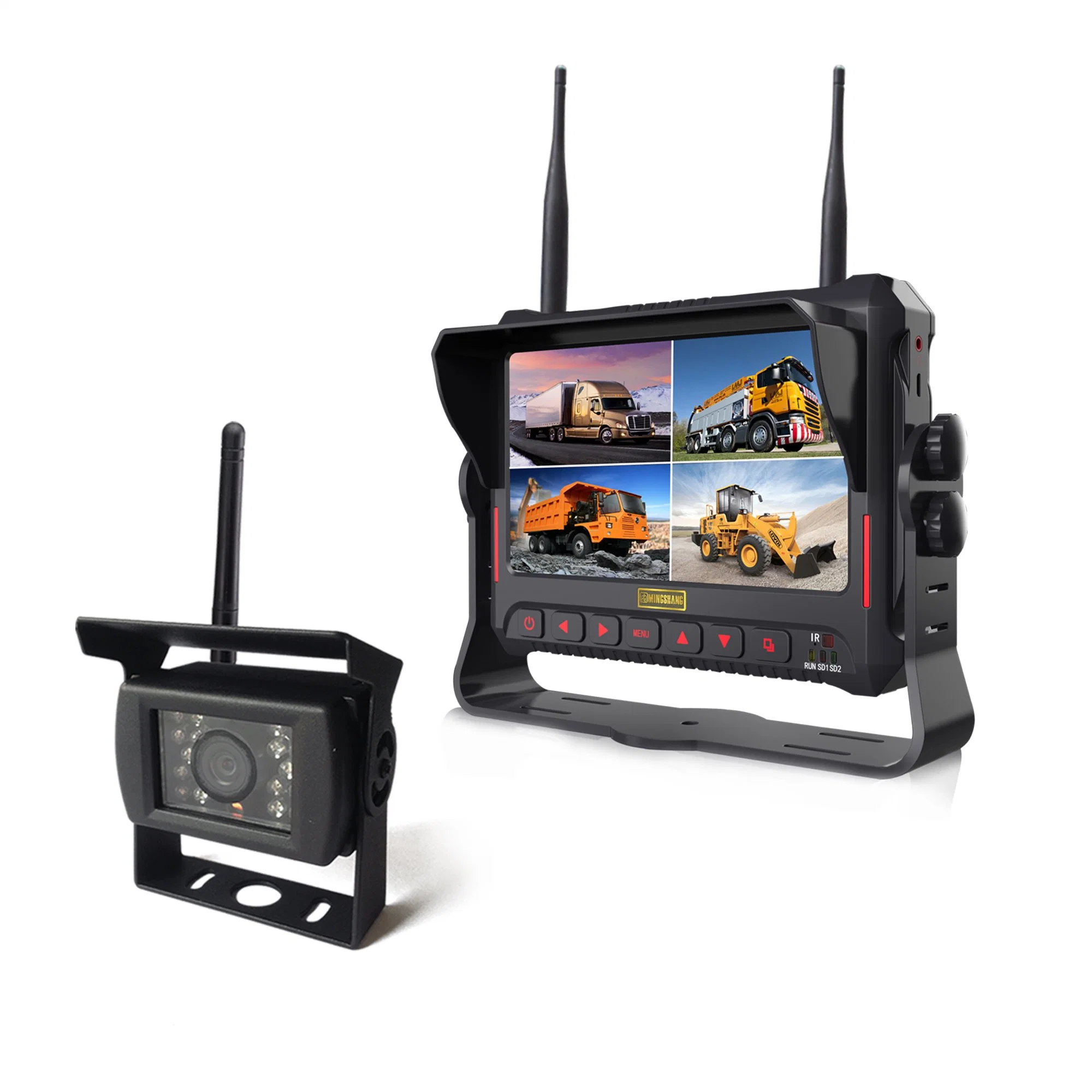 7-Inch 4CH Recording Monitor 2.4GHz Digital Wireless Car Rearview System