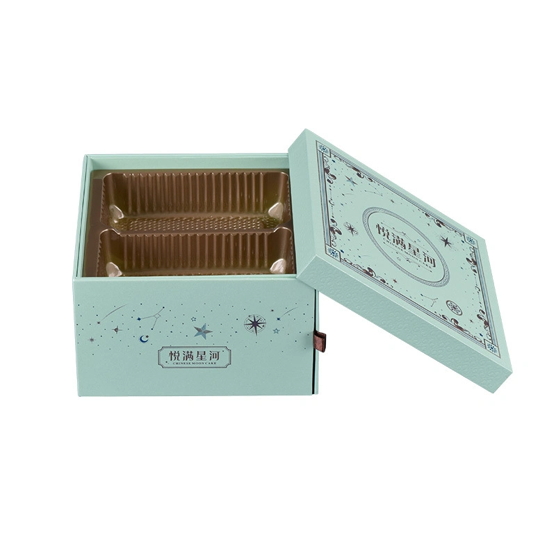 Pastel de luna de papel Double-Deck Caja de regalo galletas Embalaje interior de plástico