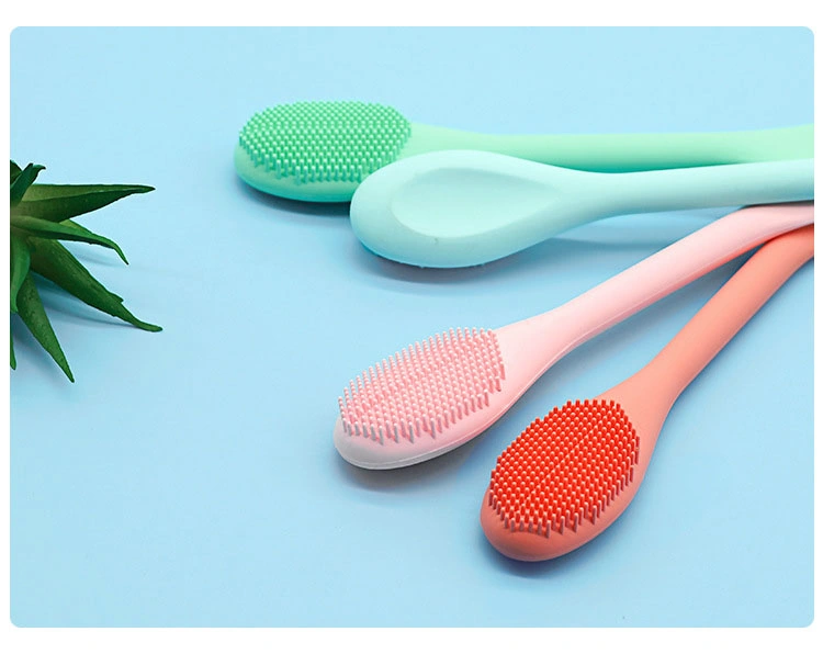 Hot Selling Long Handle Facial Cleansing Brush Silicone Exfoliation Cleaning Tool