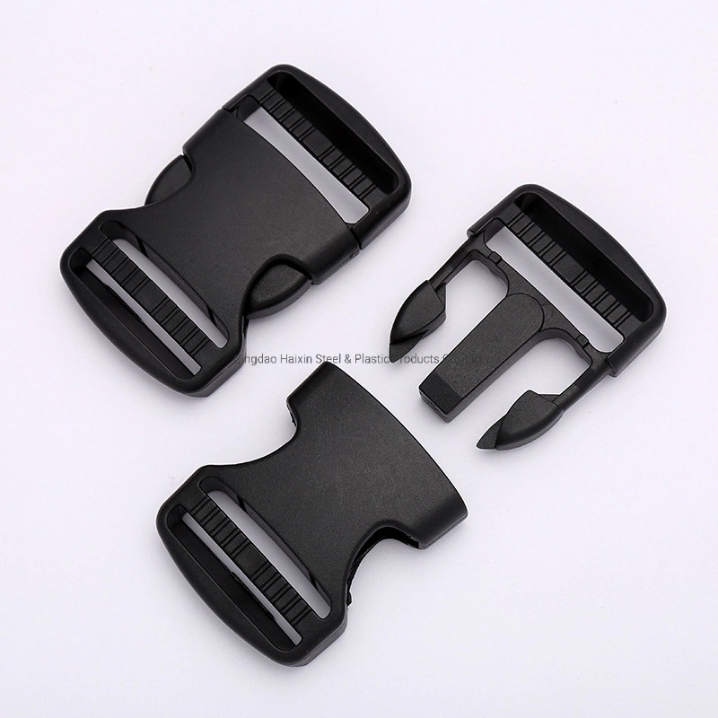 Black Flat Heavy Duty Dual Adjustable Side Release Plastic Buckles for Webbing/Bag/Belt