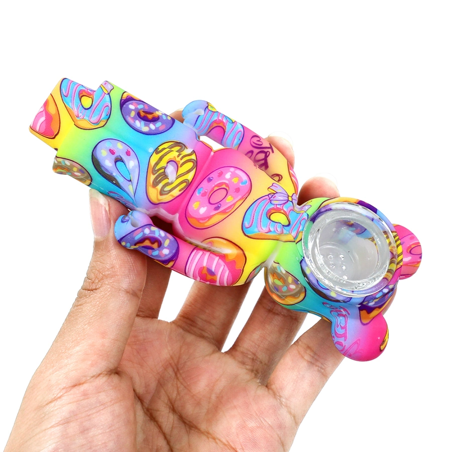 Smoking Glass Pipe Gloomy Bear Hand Pipe Printed Wholesale Price Silicone Pipe