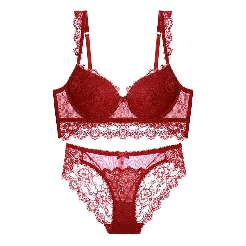 Ladies Fashion Lace Bra and Panty Set Lace Underwear Set Sexy Lingerie