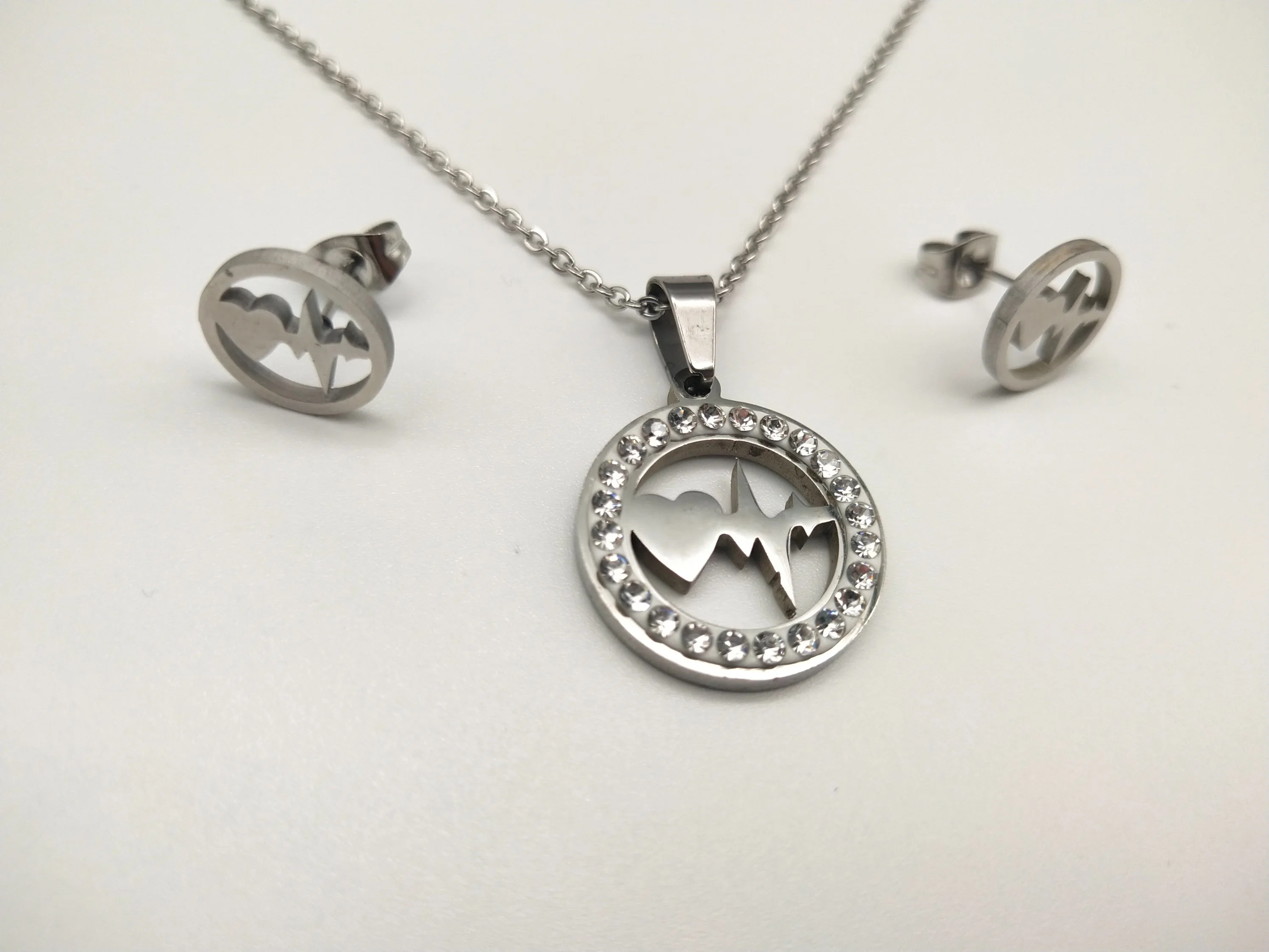 Heißer Verkauf Mode Liebe EKG Halskette und Ohrringen Schmuck-Set Für Damen