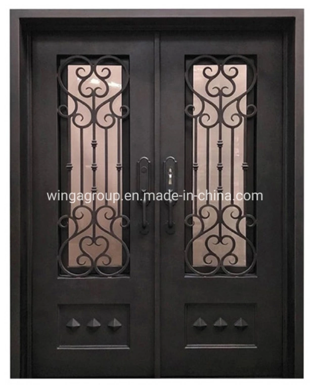 Luxury Exterior Main Entry Wrought Iron Design Security Steel Door