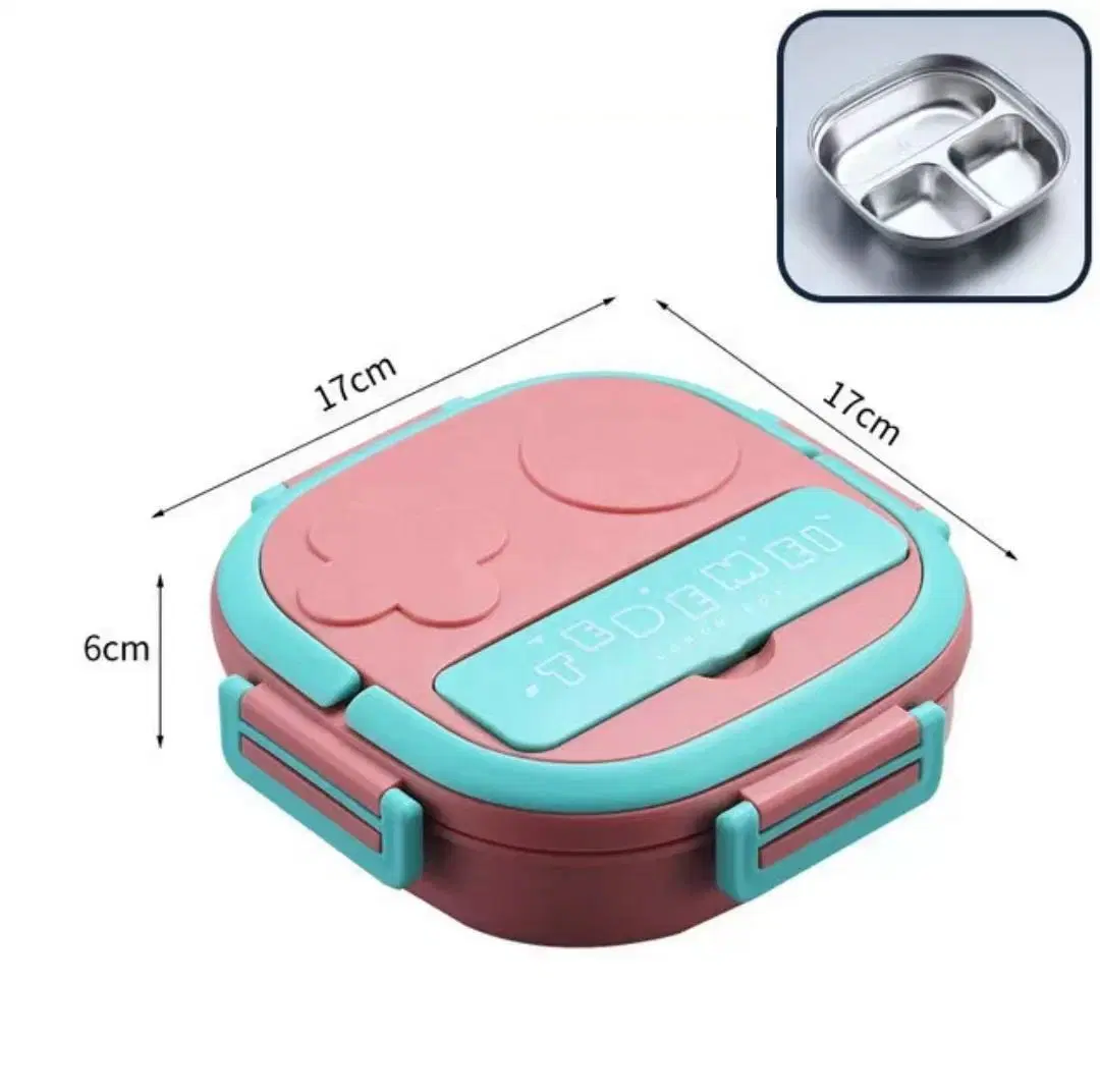 2023 Square Stainless Steel Food Storage Container Plastic Kids Bento Lunch Box