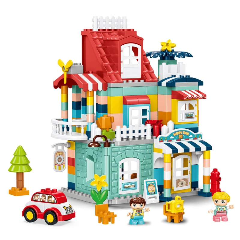 202PCS enfants Bloc éducatif précoce pour construire maison enfants bricolage Maison de montage en plastique intellectuel Toy de construction de blocs Villa