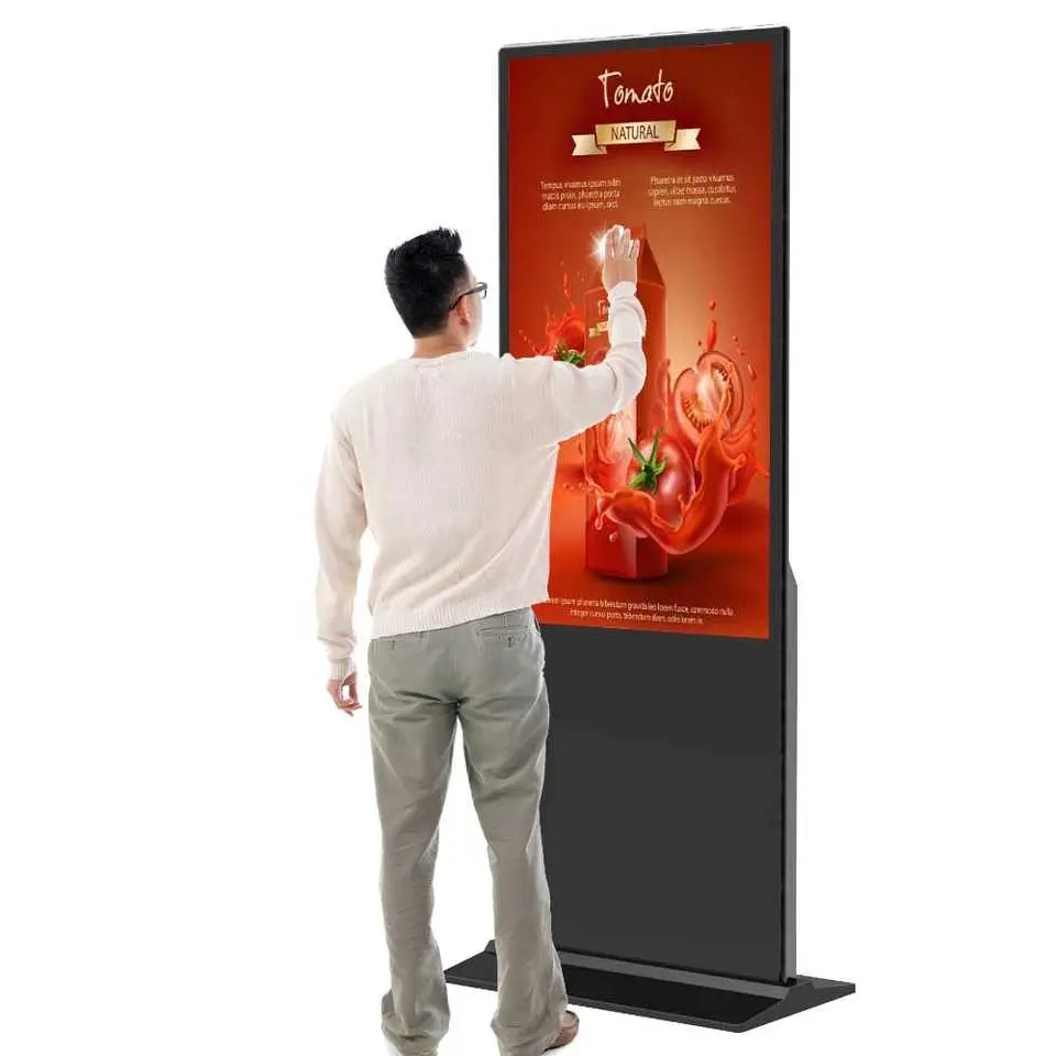 Suporte de chão para sinalização digital e exibe WiFi Android IPS Ecrã táctil Kiosk Indoor LCD FHD publicidade inteligente leitores de tela