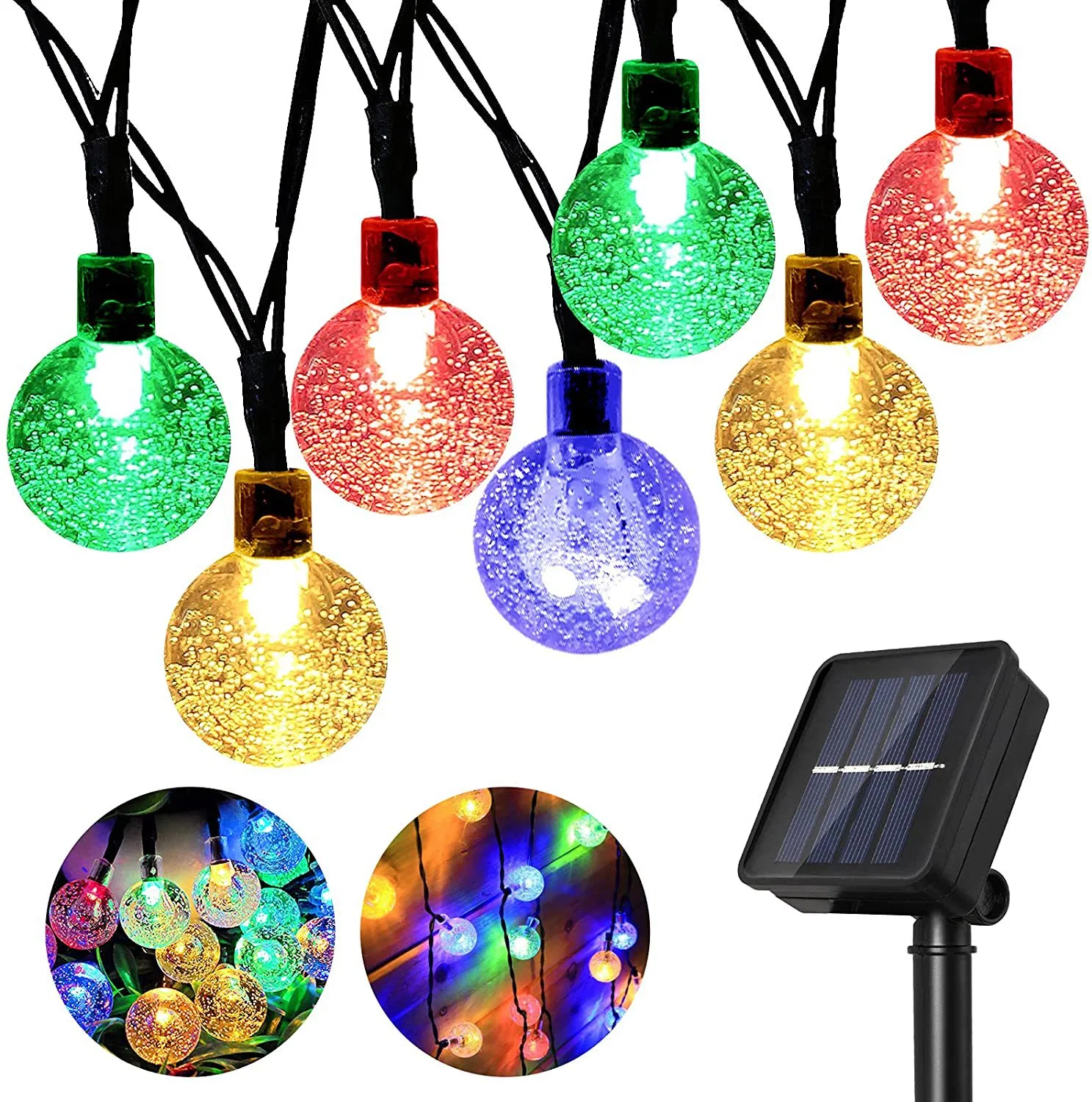 Solar Outdoor Camping Water Drop Decorative Light Crystal Ball LED String Lights