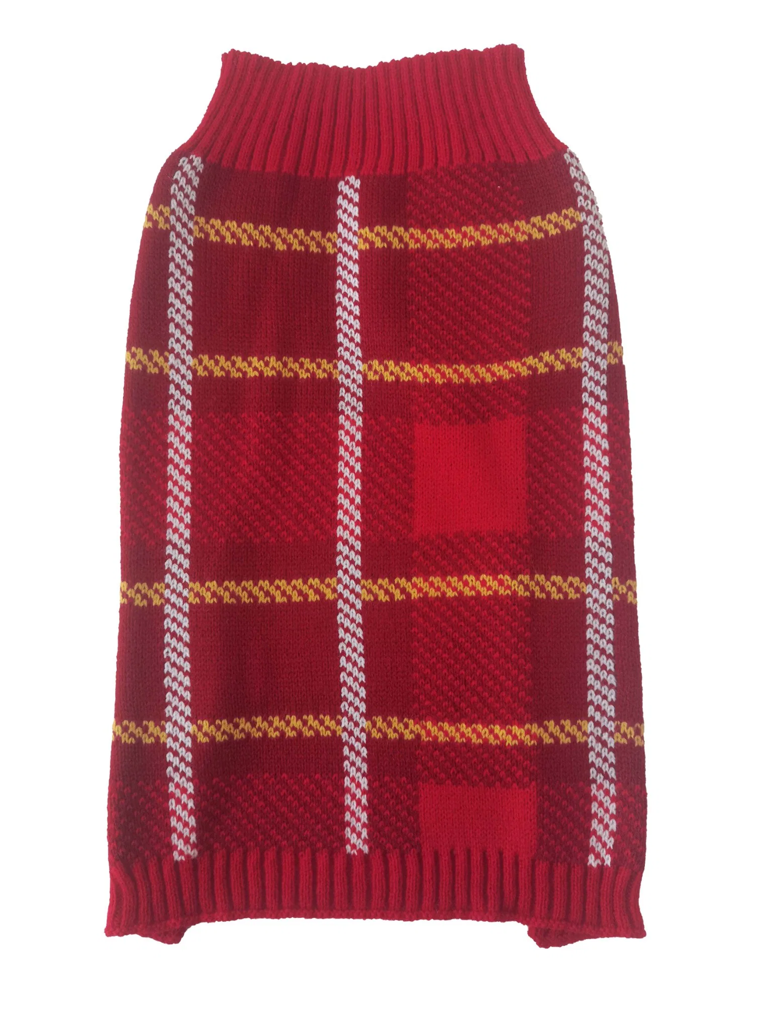 Fashion Red Checked Durable Pet Dog Jacquard Knitted Sweater Clothes