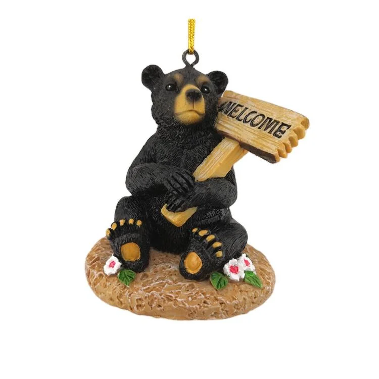 Árbol de Navidad decoración personalizada de resina colgantes colgante de oso negro recuerdo oso