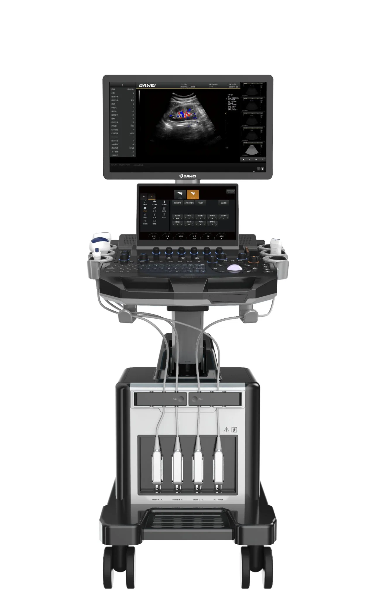 جهاز التصوير بالموجات فوق الصوتية بالموجات الدوبلر الملونة من نوع 4D Clear Image Trolley Type Dwt30 لصحة المرأة مع مسبار 4D