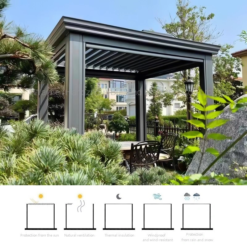 Personalización de fábrica todos los tamaños Marisón motorizado de aluminio Pergola con Pull-Down Pantalla de privacidad