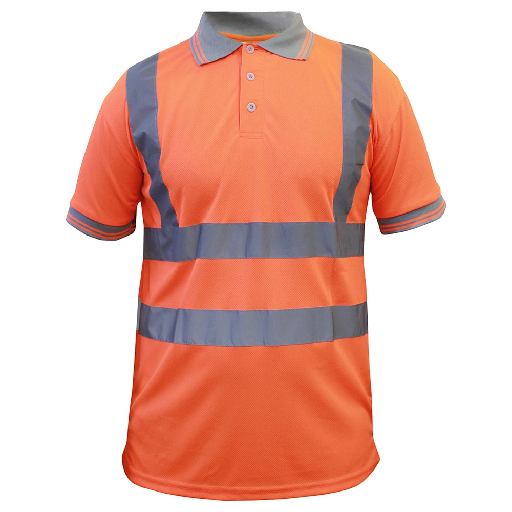 100% algodón orgánico de la seguridad vial Camiseta Ropa de trabajo de construcción reflexiva uniforme