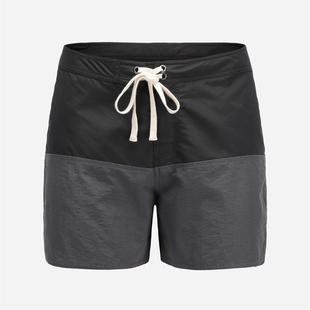 Black and Gray Color Block Athletic Shorts for Men