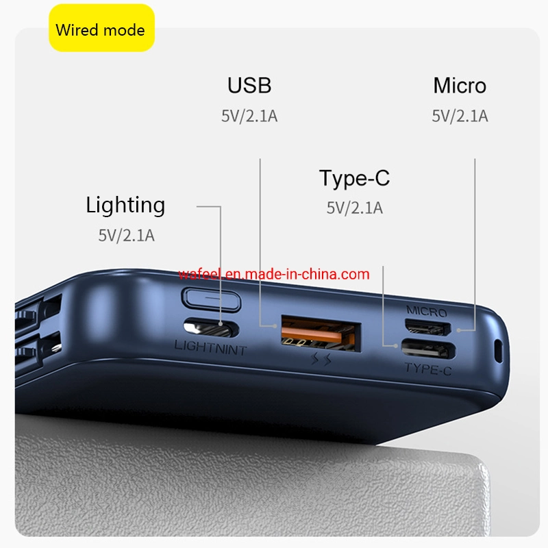 20000mAh Wireless Charging Power Bank Built in Cable