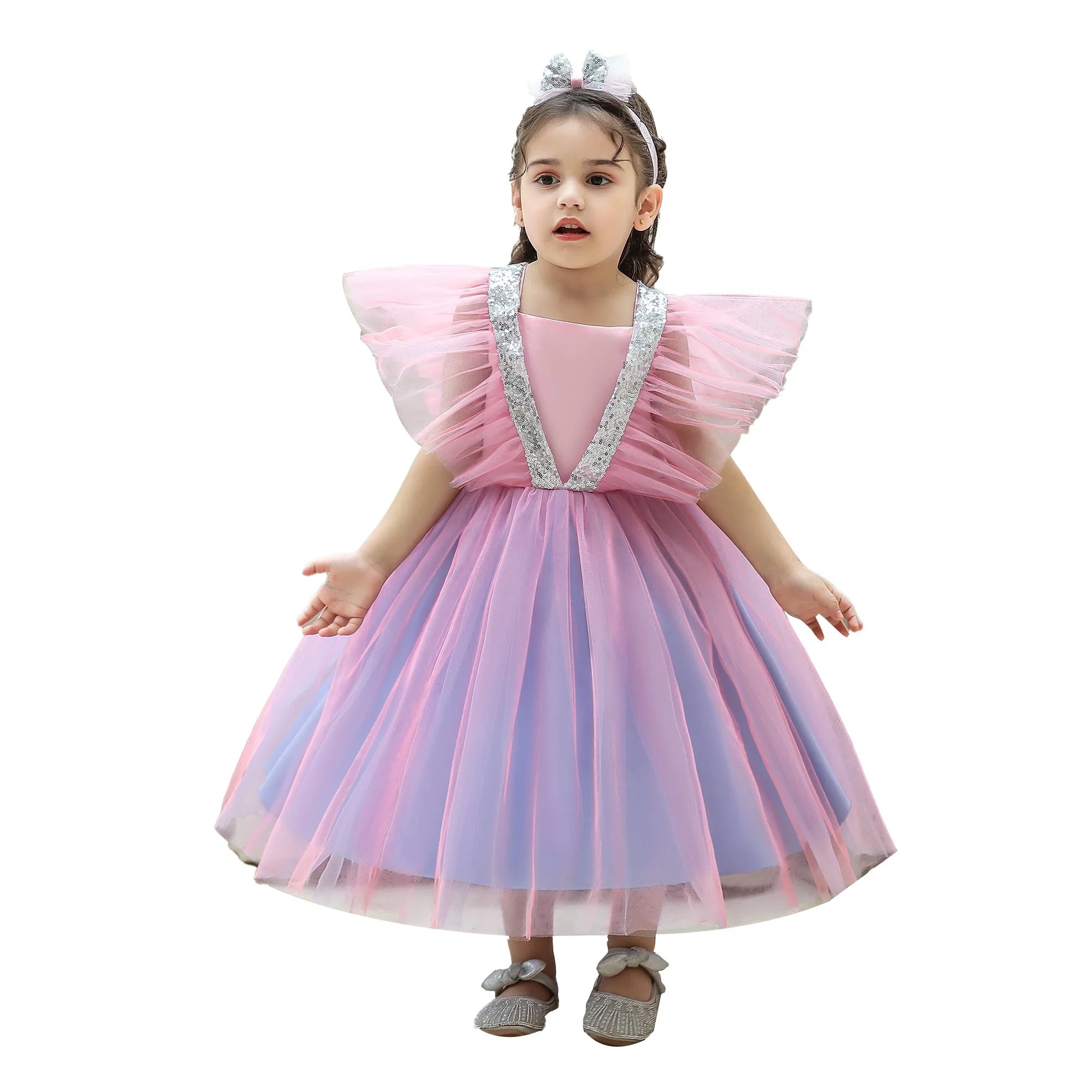 Children Apparel Baby Wear Girls Party Garment Wedding Dress Ball Gown Princess Frock Sweet Net Dress