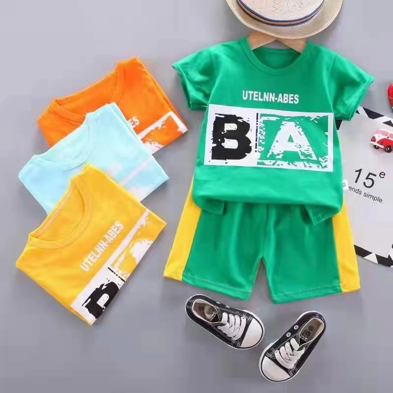 Factory Summer Children's Clothing Short Sleeve Suit Stock Tail Goods Two Piece Short Sleeve Shorts