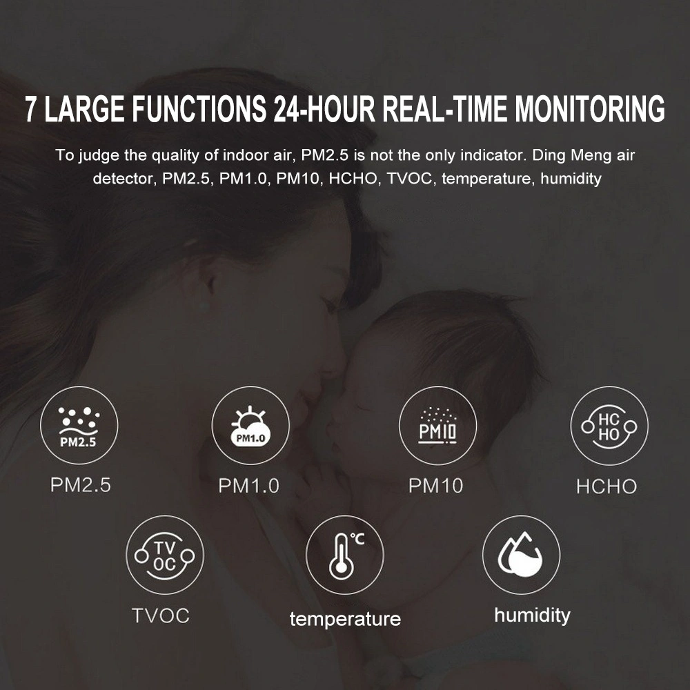 Dienmern CO2 غبار PM2.5 TVOC جهاز اختبار جودة الهواء مع شاشة LCD