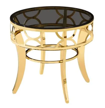 Nordic Round Tempered Glass Top with Stainless Steel Frame Coffee Table