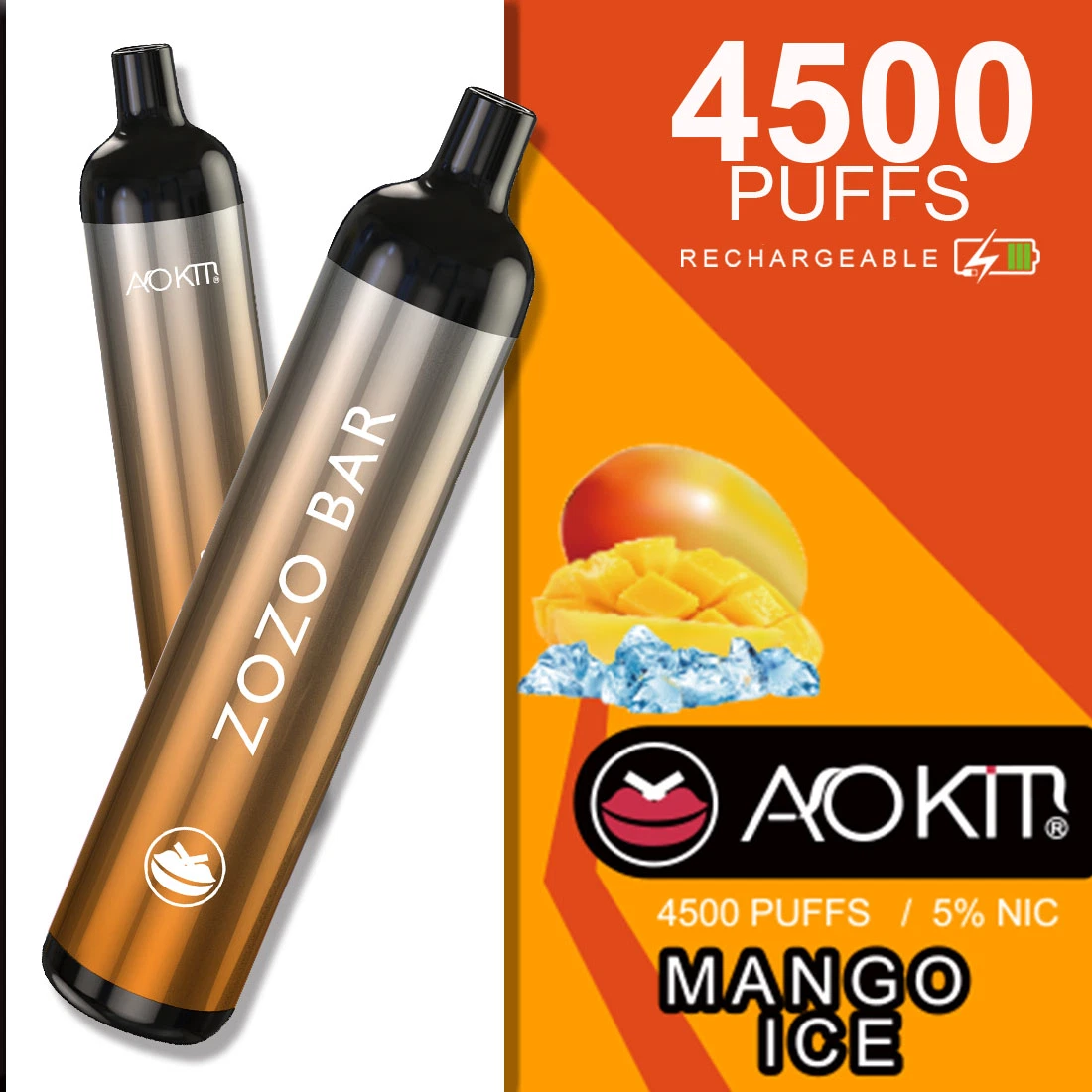 precio de fábrica Manufactorer Aokit Zozo Bar 4500bocanadas 15,8ml e-Liquido Lápiz Vape desechables