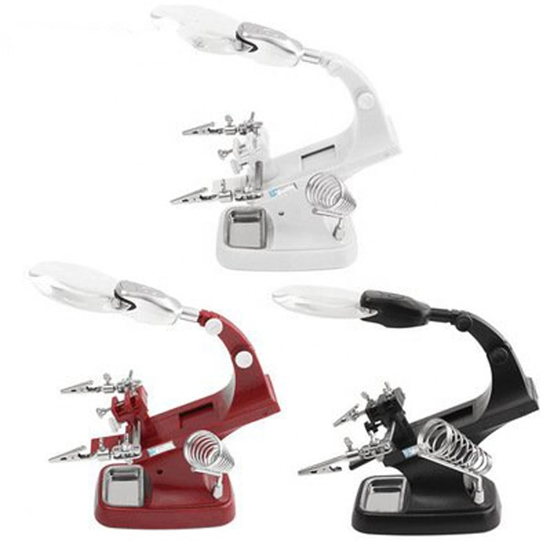 Multi-Functional Welding 3X 4.5X with LED Helping Hand Magnifier 360 Rotation Auxiliary Clamp Alligator Clip Stand