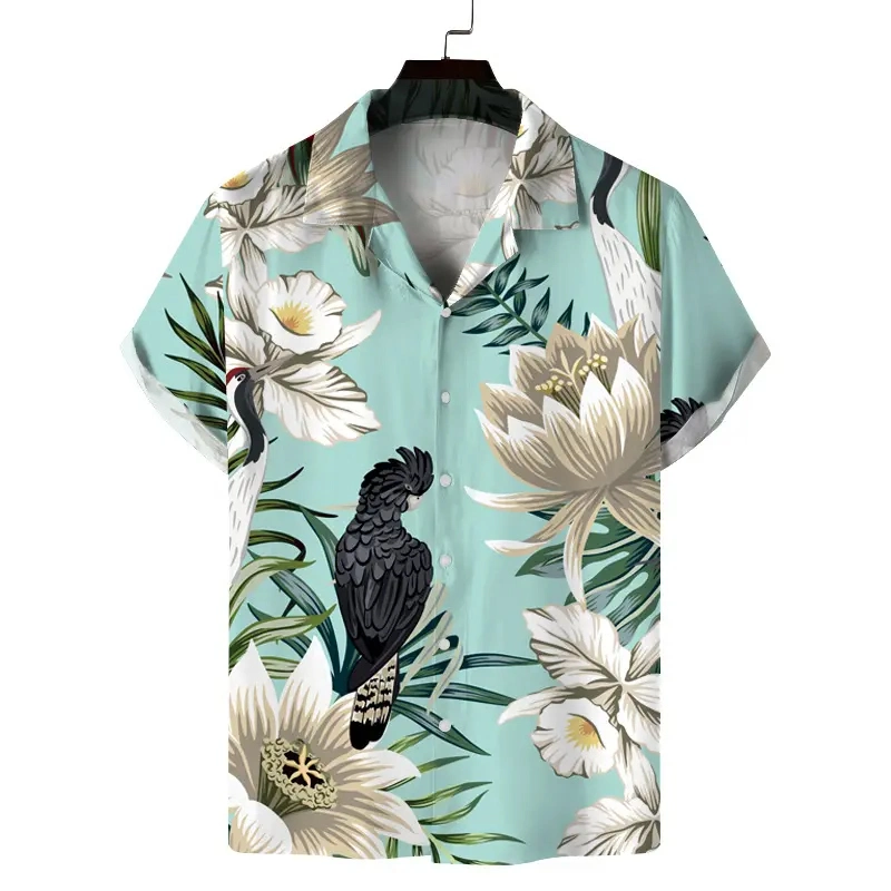 Hawaiian Shirts Tropical Mens Shirts Short Sleeve Lapel Collar Floral Beach Vacation Clothing Summer