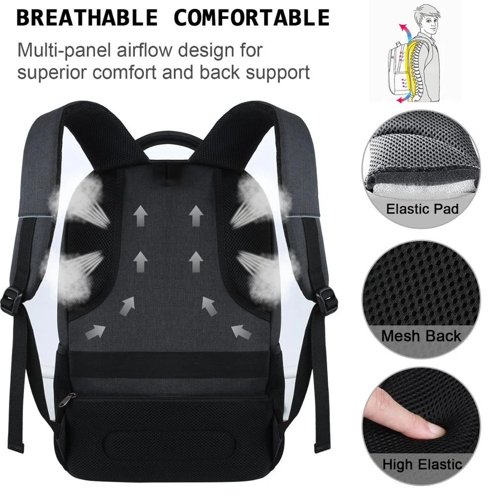 Sac à dos pour ordinateur portable de voyage d'affaires avec port de chargement USB, sac antivol pour ordinateur d'école pour femmes et hommes pour ordinateur portable 15.6 pouces