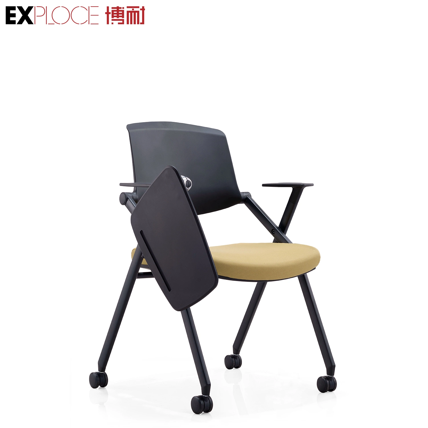 School Furniture Folding & Foldable Mesh Back & Seat Fabri Student Training Chair Meeting Chair Tilting Back Molding Seat Foam Armed Writing Table