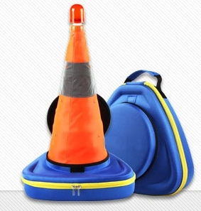 Collapsible Road Traffic Cone with Storage Bin, 45cm High