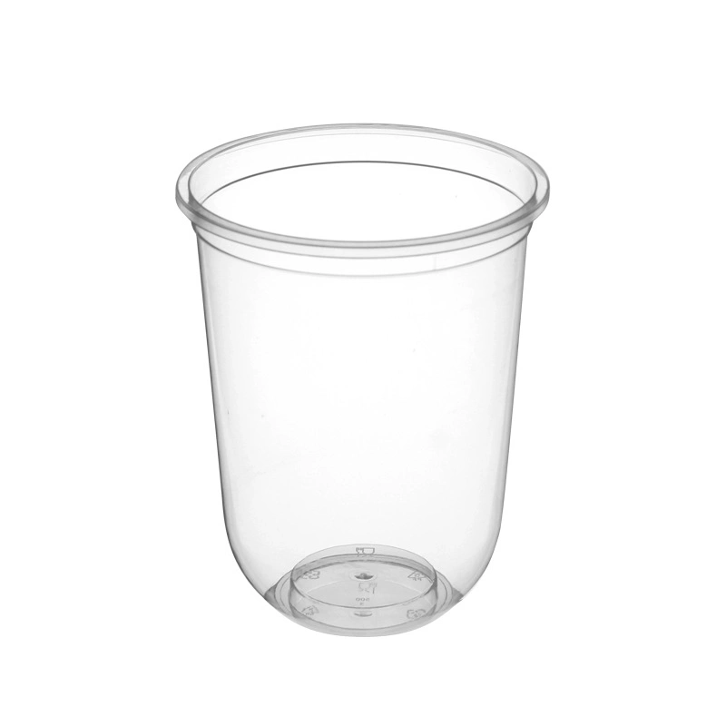 Disposable U-Shaped Plastic Juice Drinking Food Grade Cup with Lid for Bubble/Flower Tea Coffee Bean Hot Resistant