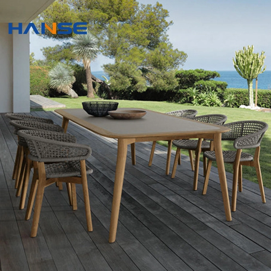 Eco-Friendly Furniture Wood Plastic Composite Dining Table Set for Outdoor Restaurant 6 Seaters