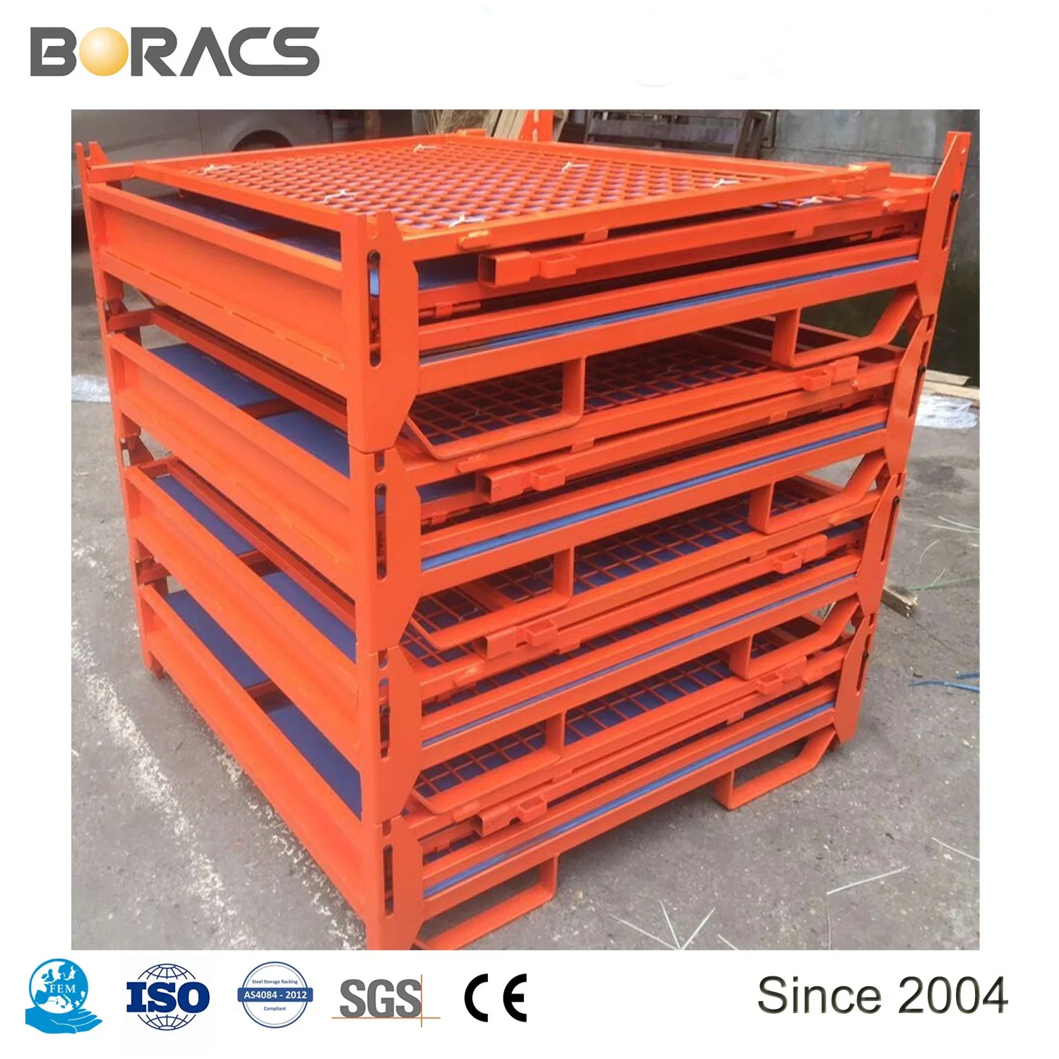 Foldable Stackable Heavy Duty Wire Mesh Cage for Warehouse Storage